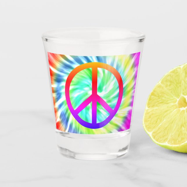 Tie Dye Peace Sign Design Shot Glass (Front)