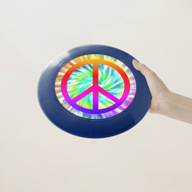 Tie Dye Peace Sign Design Wham-O Ultimate Frisbee (In Hand)