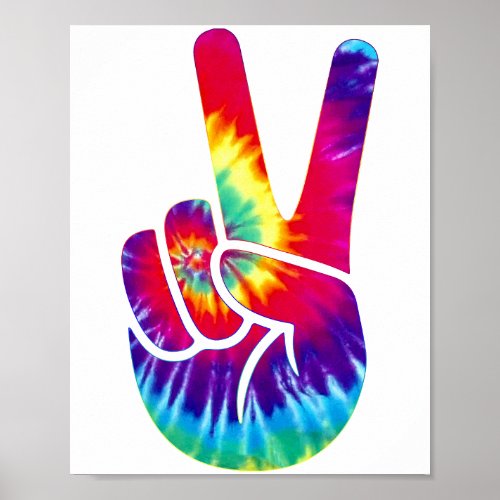 Tie Dye Peace Sign Hand Symbol
