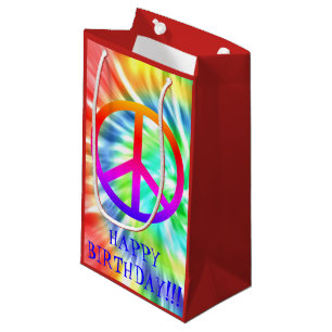 Tie Dye Peace Sign Happy Birthday Gift Bag