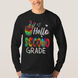 Tie Dye Peace Sign Hello 2nd Grade First Day Of Sc T-Shirt