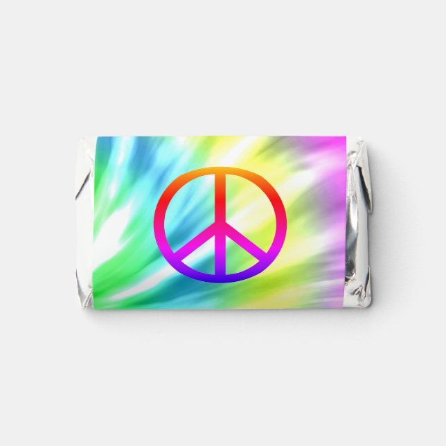 Tie Dye Peace Sign Hershey Mini Bar Party Favors (Front)