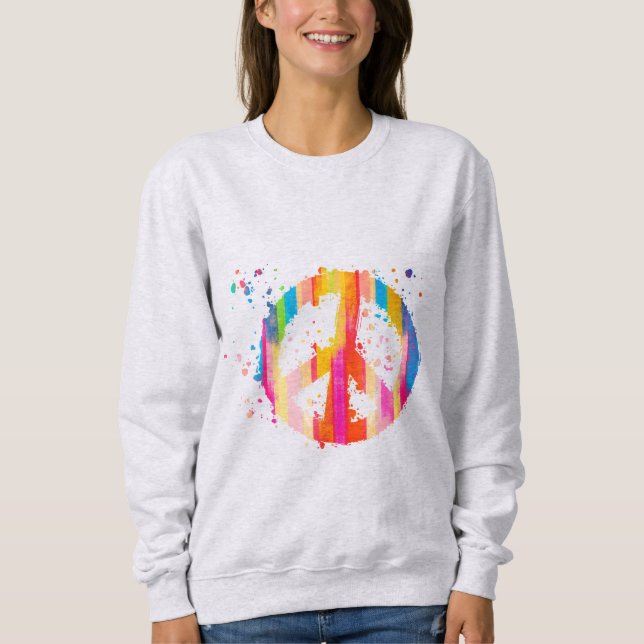 Tie-Dye Peace Sign Hippie Bohemian Festival Symbol Sweatshirt (Front)