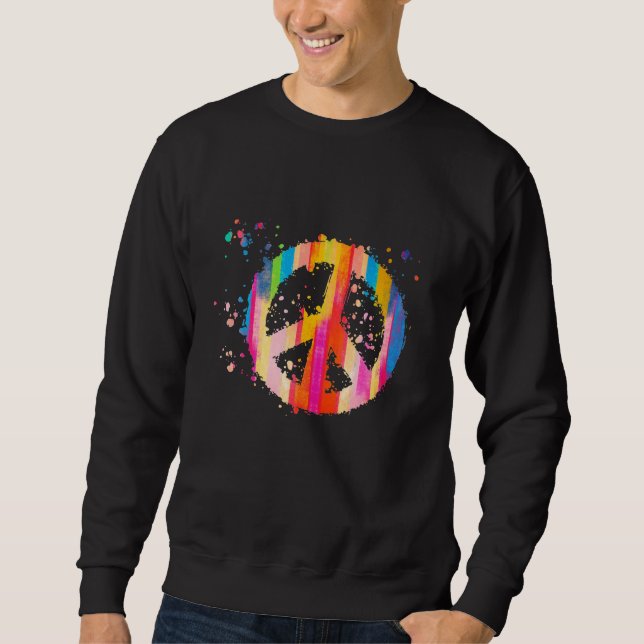 Tie-Dye Peace Sign Hippie Bohemian Festival Symbol Sweatshirt (Front)