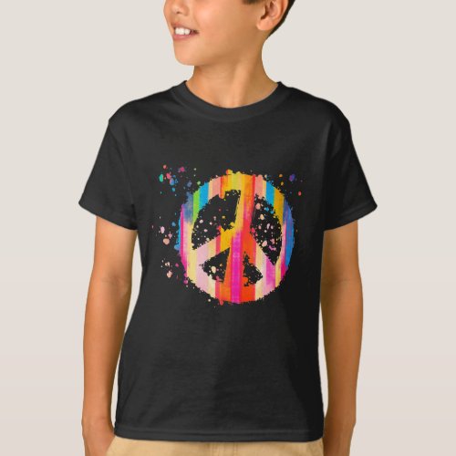 Tie_Dye Peace Sign Hippie Bohemian Festival Symbol T_Shirt