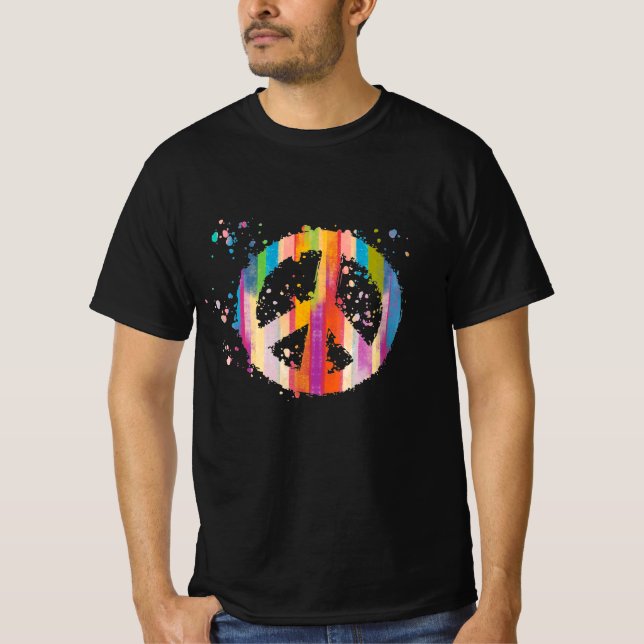 Tie-Dye Peace Sign Hippie Bohemian Festival Symbol T-Shirt (Front)