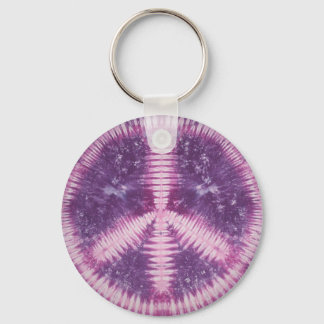 Tie Dye Peace Sign - Key Chain - Purple
