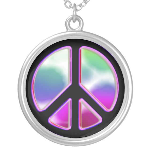 Tie Dye Peace Sign Necklace (Front)