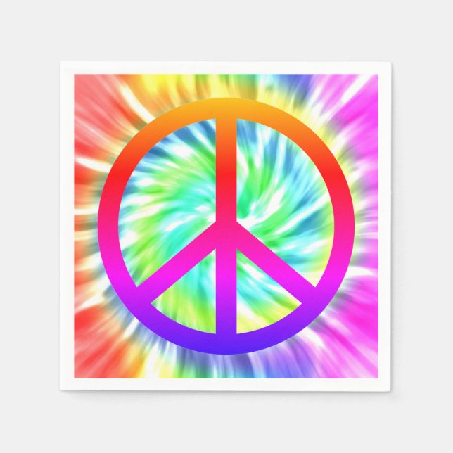 Tie Dye Peace Sign Paper Napkin (Front)
