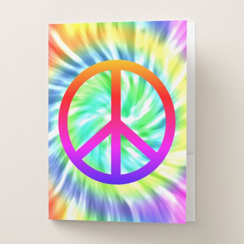 Tie Dye Peace Sign Pocket Folders