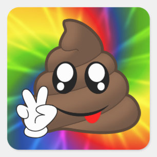 Tie Dye Peace Sign Poop Emoji Stickers
