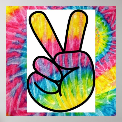 Tie Dye Peace sign Poster
