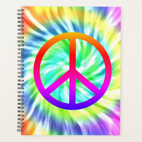 Tie Dye Peace Sign Spiral WeeklyMonthly Planner