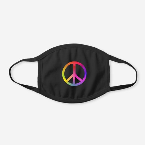 Tie_Dye Peace Sign Symbol Colorful Hippie Black Cotton Face Mask