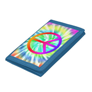 Tie Dye Peace Sign Trifold Nylon Wallet