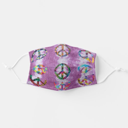 Tie Dye Peace signs Adult Cloth Face Mask