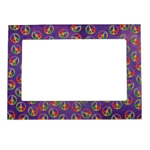 Tie Dye Peace Signs On Purple Magnetic Frame