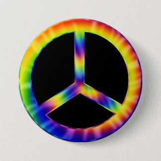 Tie Dye Peace Symbol Button