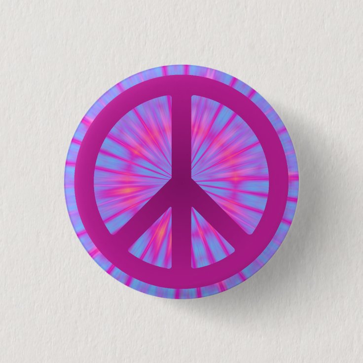 Tie Dye Peace Symbol Button | Zazzle