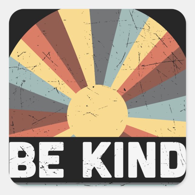 Tie Dye Peace Symbol Hippie Be Kind Square Sticker (Front)