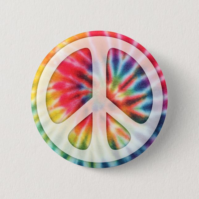 Tie-Dye Peace Symbol Pinback Button (Front)