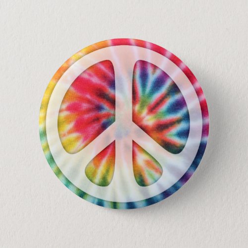 Tie_Dye Peace Symbol Pinback Button