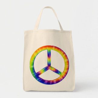 Tie Dye Peace Symbol Tote Bag