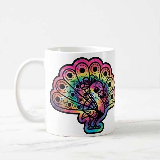 Tie Dye Peacock Coffee Mug (Left)