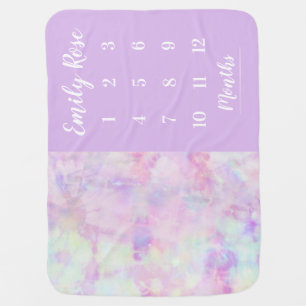 Tie Dye Personalised Name Monthly Milestone Baby Blanket