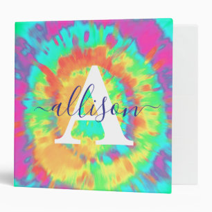 Tie dye personalized 3 ring binder