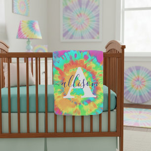 Tie dye personalized baby blanket