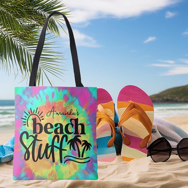 Tie dye personalized beach stuff tote bag (Creator Uploaded)