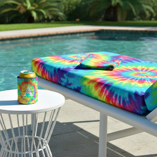 Tie dye personalized can cooler