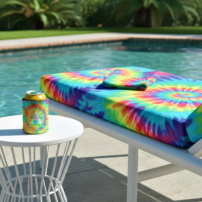 Tie dye personalized  can cooler (Creator Uploaded)