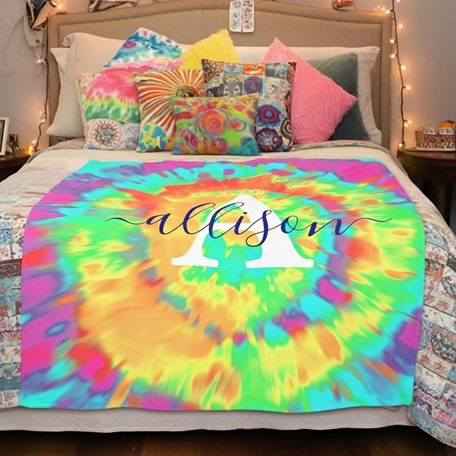 Tie dye personalized fleece blanket (Creator Uploaded)