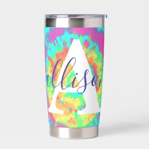 Tie dye personalized insulated tumbler