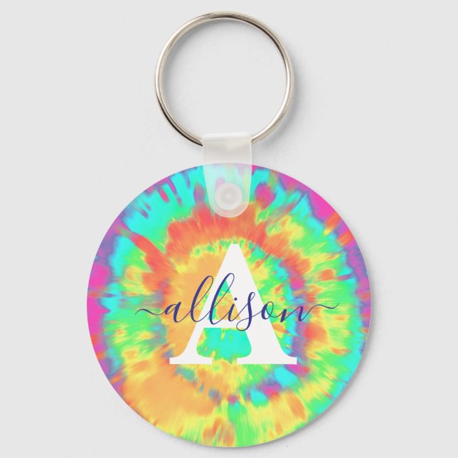 Tie dye personalized  keychain (Front)