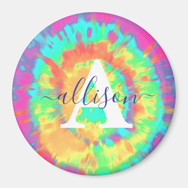 Tie dye personalized  magnet (Front)
