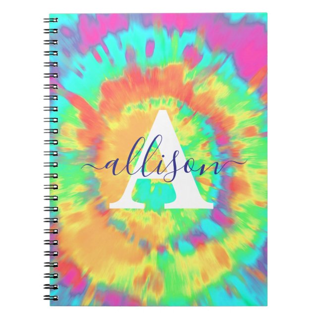 Tie dye personalized  notebook (Front)