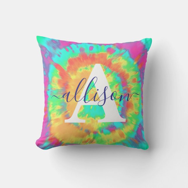 Tie dye personalized throw pillow (Front)