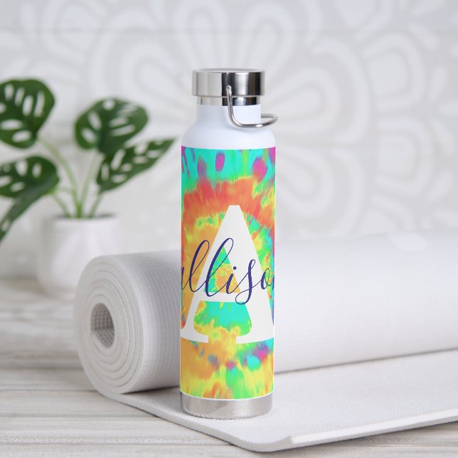 Tie dye personalized  water bottle (Yoga)