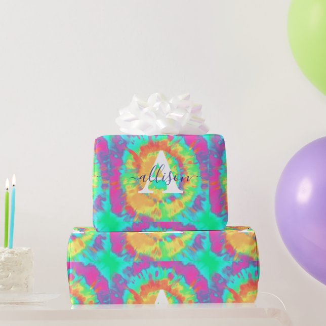 Tie dye personalized  wrapping paper (Party Gifts)