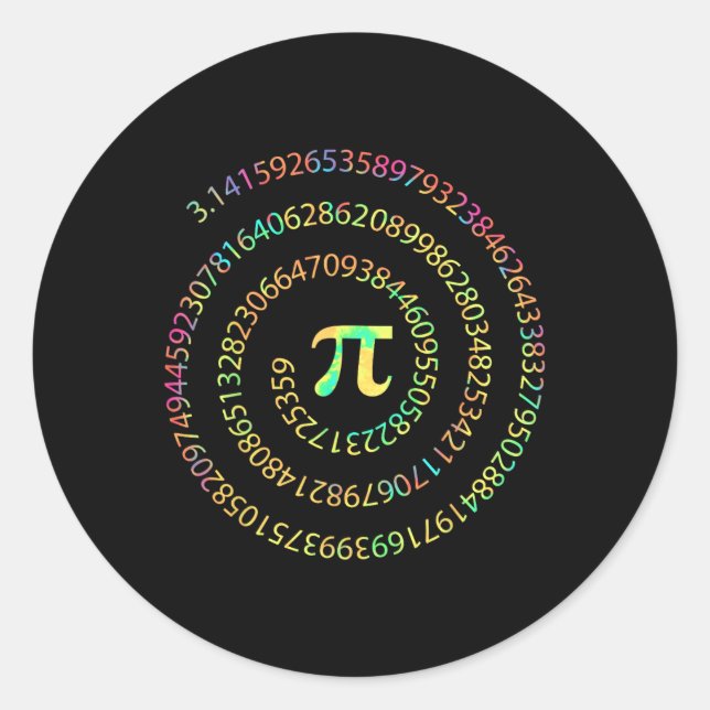 Tie Dye Pi Day 3.14 Spiral Pi Number Math Teacher  Classic Round Sticker (Front)