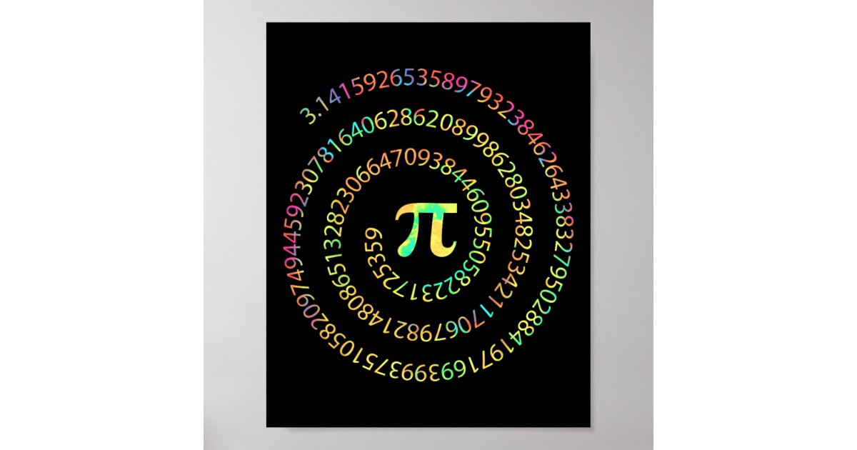 Tie Dye Pi Day 3.14 Spiral Pi Number Math Teacher Poster | Zazzle