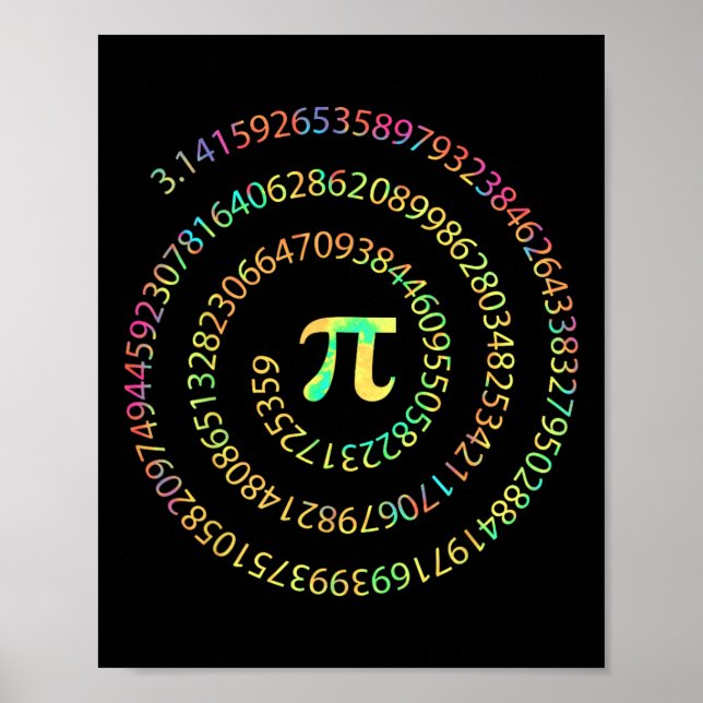 Tie Dye Pi Day 3.14 Spiral Pi Number Math Teacher  Poster (Front)