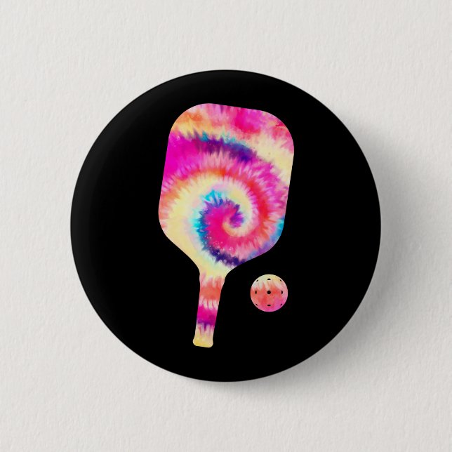 Tie Dye Pickle Ball Player Sports Button (Front)
