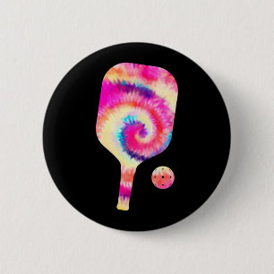 Tie Dye Pickle Ball Player Sports Button