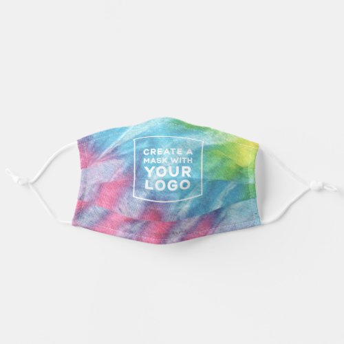 Tie Dye Pink Blue Small Business Logo Adult Cloth Face Mask