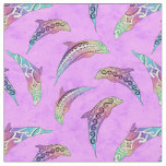 Tie Dye Pink Marine Animals Dolphins Marlins Fabric