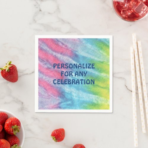 Tie Dye Pink Personalized Paper Party Napkins